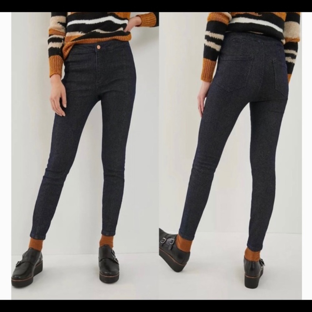 Anthropologie Pilcro dark wash gold shimmer skinny jeans size 26